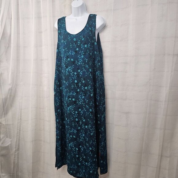Blue Rust Floral Sleeveless Maxi Dress Reversible Boho M+ - Picture 4 of 10
